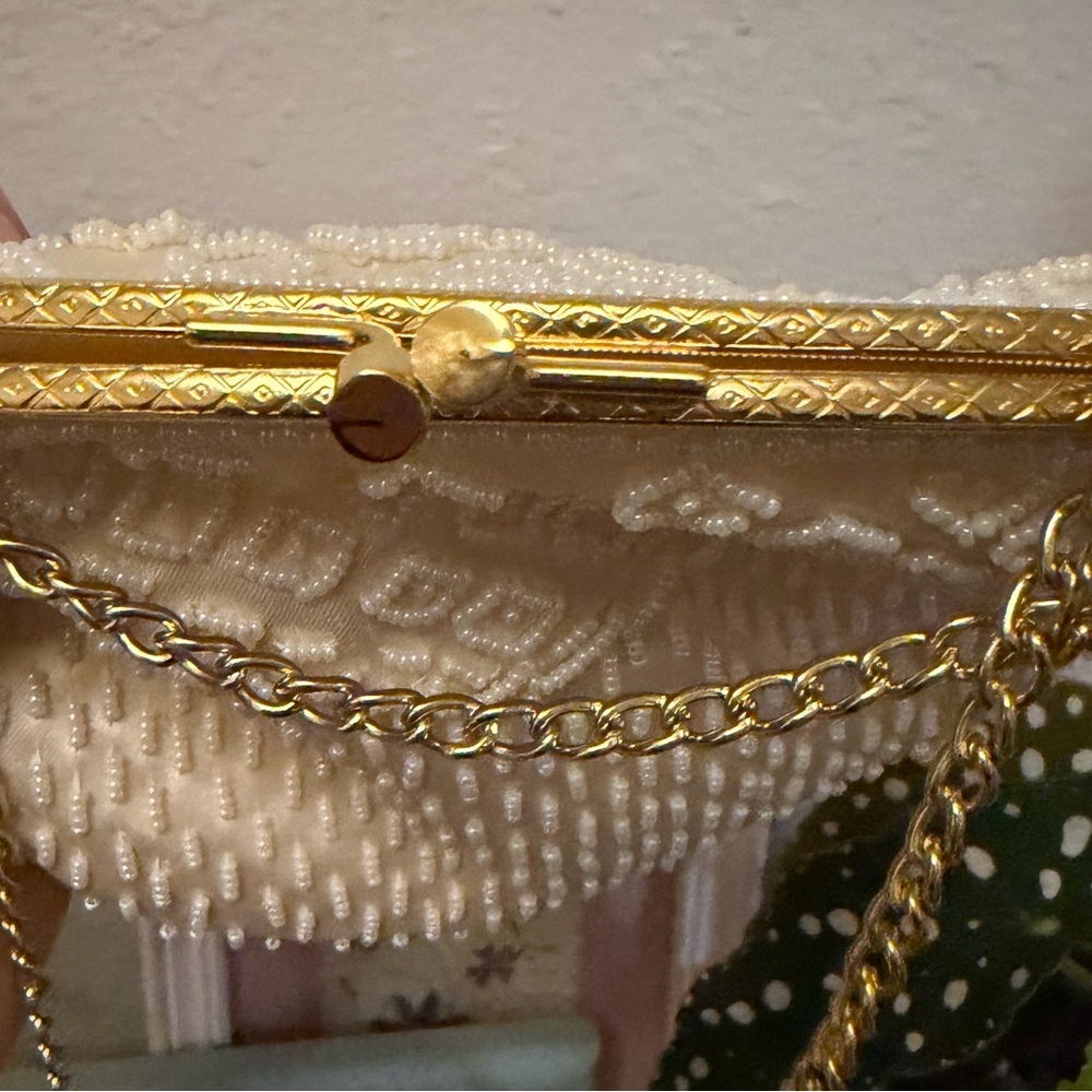 *EUC* Vintage Mid Century Walborg Hand Beaded Kiss lock Convertible Purse - Picture 4 of 6